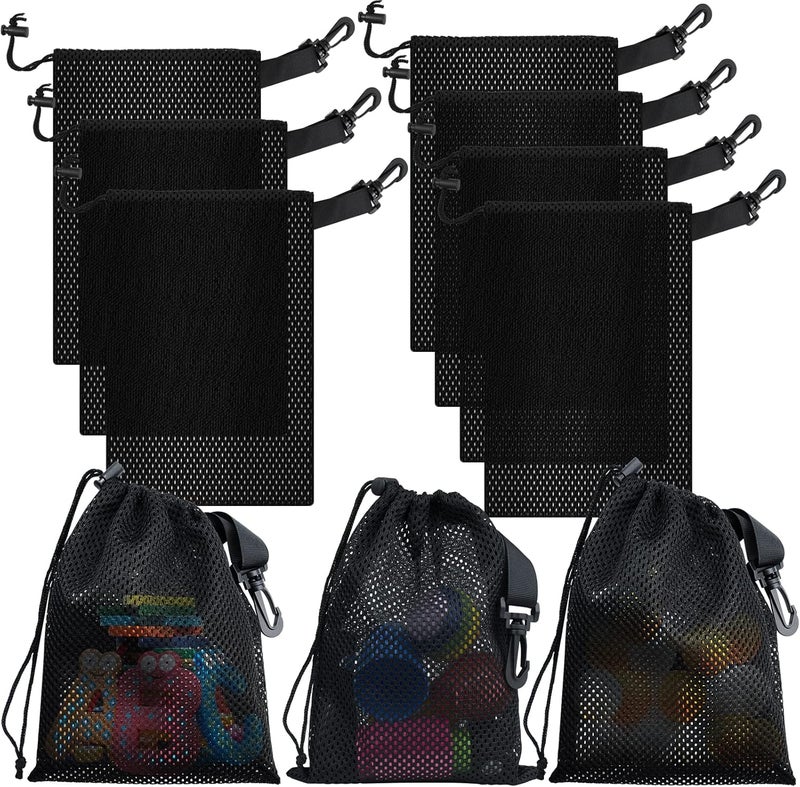 Riuog 10 PCS With Clips Mesh Drawstring Bags, Portable Nylon Storage Bags for toy,Sports Storage,Outdoor activities etc. (5.9x7.9in) - Image 1